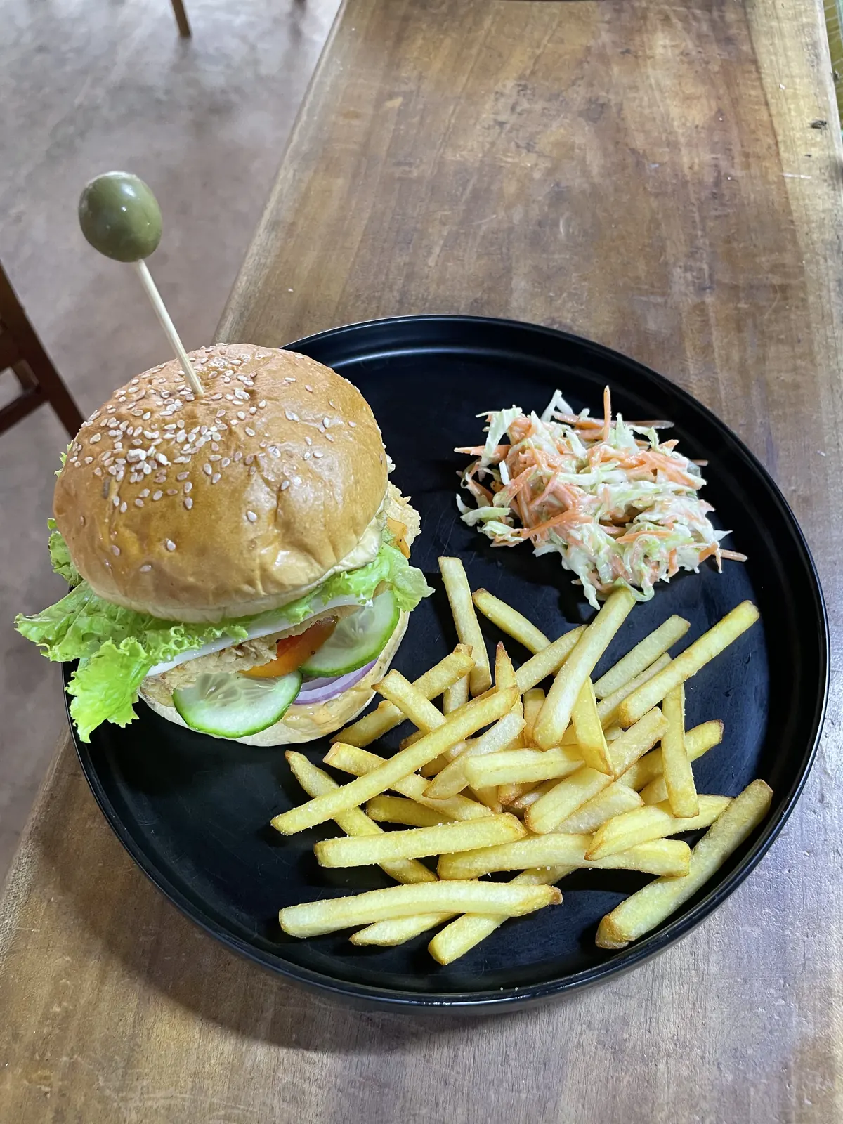 Burger and fries at Kamayan